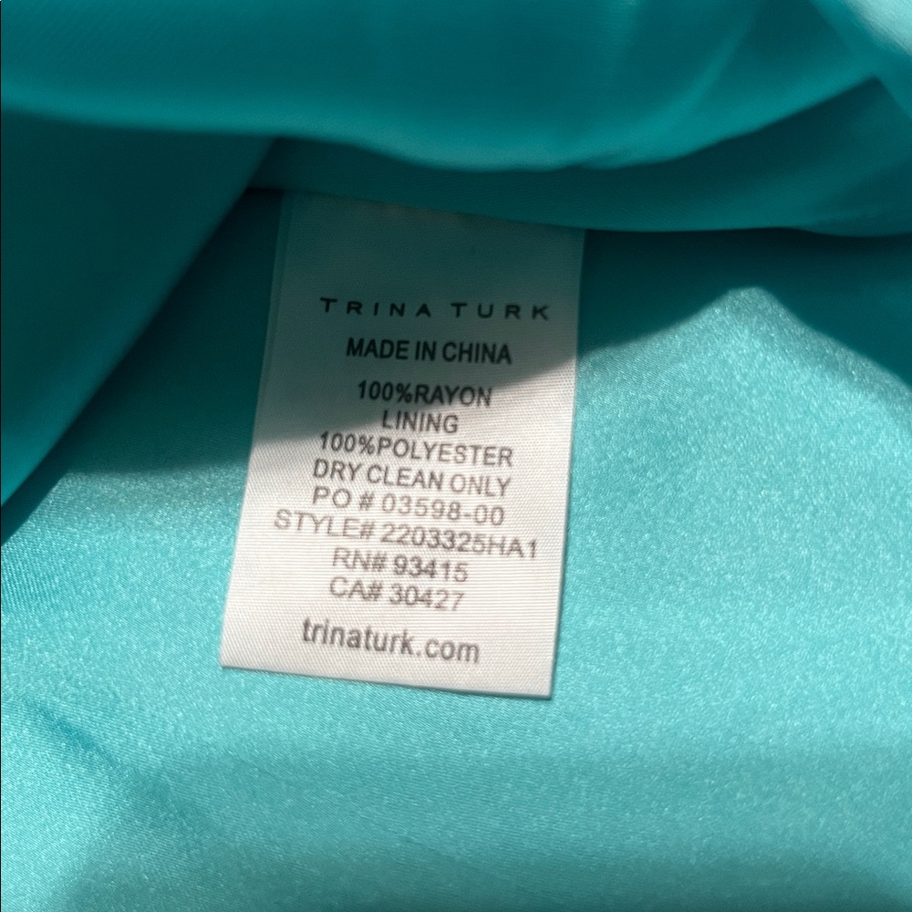 Trina Turk Floret Midi Dress Square Neck Nautical Preppy Tiffany Blue Small - Picture 9 of 9